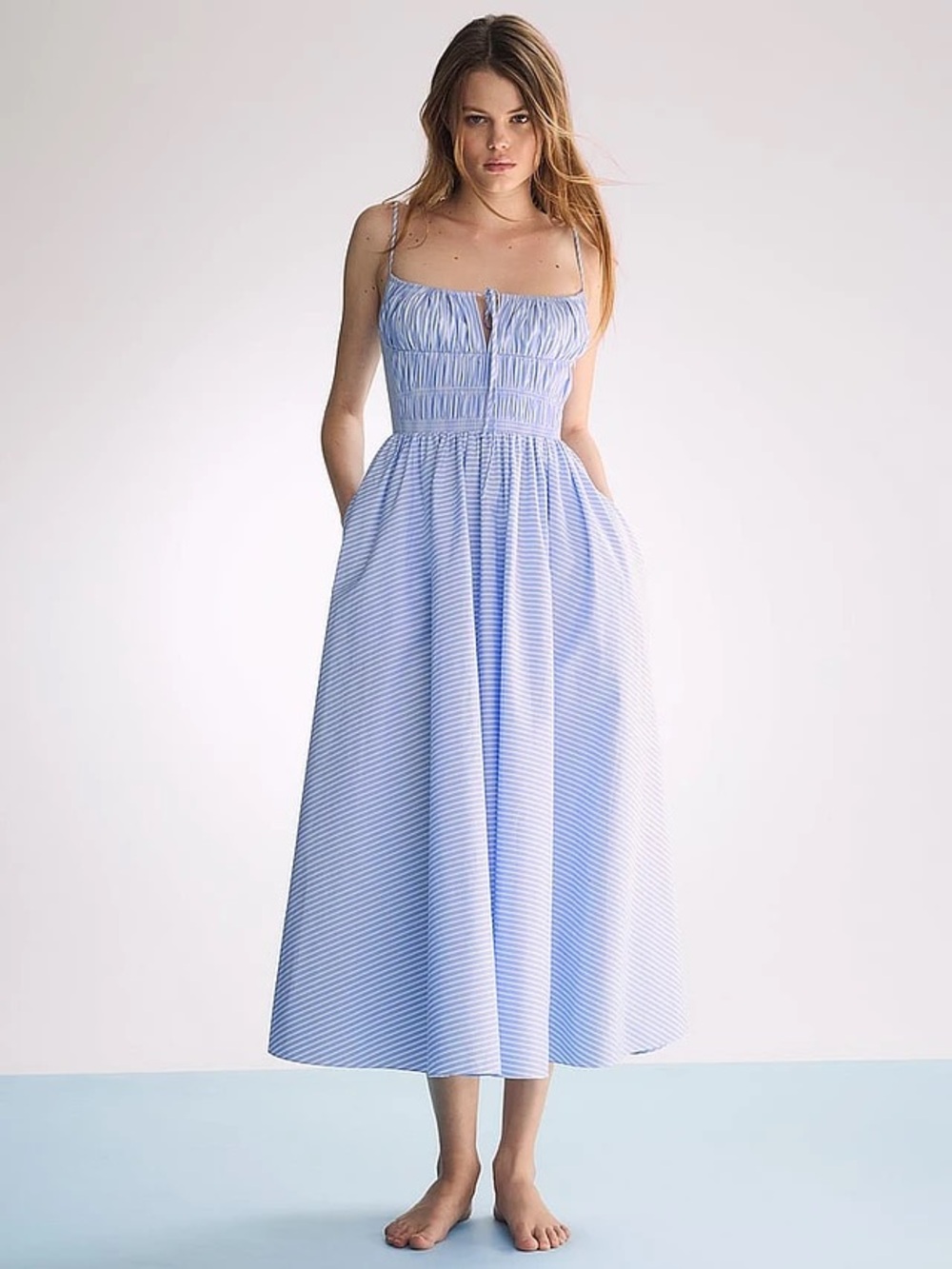ALTUZARRA | Stripped Blue Linen Dress | Size: Small - Picture 6 of 7